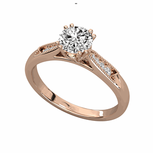 Bague solitaire de créateur en diamant rond - Product Image 3