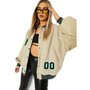 High Quality Hot Sale Cheap Price Varsity Women Jacket Custom logo Chenille Printing Letterwomen <b>Coats</b> Leather Sleeve Baseball - Product Image 5