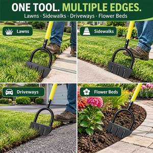 Cortadora de Césped Manual, Herramienta para Delimitar Jardines, Acero Resistente, Cuchilla de Media Luna con Dientes de Sierra, Mango Largo para Césped, Aceras y Jardines de Flores - Product Image 3