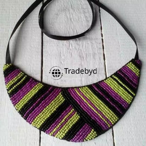 สร้อยคอแบบปักสำหรับผู้หญิงและเจ้าสาวทำด้วยมือเครื่องประดับที่มีเอกลักษณ์เฉพาะของช่างฝีมือ - Product Image 3