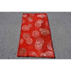 Vintage Turkish <b>Wool</b> Area Rug Red <b>Gold</b> 27 X 47 ft Large Rectangle Hallway Patchwork 10mm New for Bedroom Living Room Latex - Product Image 1