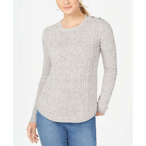 Cardigan in Maglia Premium da Donna Charter Club, Stile Aperto, Traspirante, Grigio, con Applicazioni, Taglia XS, Casual per l'Autunno - Product Image 1