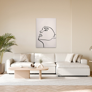 Fabriqué en Allemagne-Home Decor Canvas Picture Face Oneliner-Murale en crème et noir-Image sur toile sur cadre de civière - Product Image 3