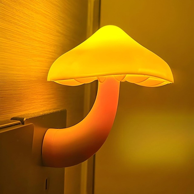 New LED Mushroom Night Light Smart Light Sensor Auto Dimming Energy-Saving Bedside Lamp for Home Bedroom Decor