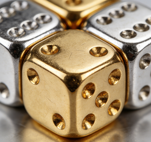 Ensemble de dés en acrylique plaqué or et argent brillant de 16 mm, thème Mahjong créatif pour les fournitures de bar, dés de bonne qualité - Product Image 2