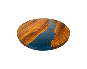 Popular Customized Resin Acacia Wood Coasters Luxury Home Decor Epoxy Resin Acacia Wood En Coaster <b>Mats</b> & Pads - Product Image 1