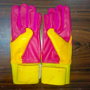 Gants de frappe de baseball/softball ambidextres de qualité supérieure, adhérence collante, logo d'équipe personnalisé, cuir de cabretta véritable, manchette longue, crochet de maintien - Product Image 3