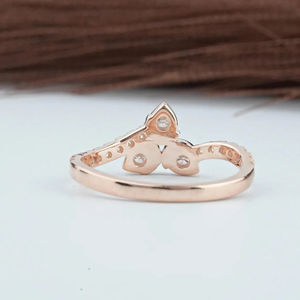 IGI Certified 10K Pure Rose Gold Elegant Three Flower Design Lab Grown Diamond Bypass Engagement <b>Ring</b> Pave <b>Set</b> Anniversary Gift - Product Image 5