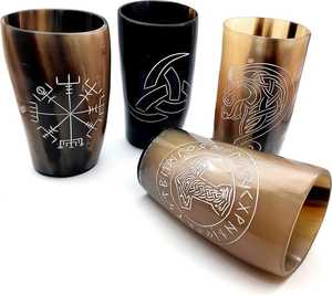 Drinking Horn Glass Cup Handmade Viking Indian Horn Cup for Parties Decorative Agate faizacraft - Product Image 1