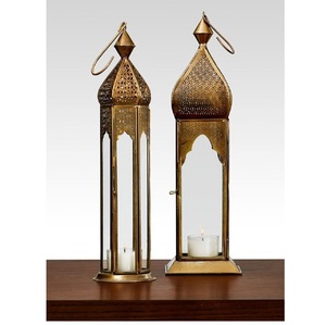 <b>Large</b> Gold Metal <b>Lantern</b> Home Indoor/Outdoor Camping Floor <b>Lantern</b> with Glass Christmas Home Decorative <b>Lantern</b> - Product Image 1