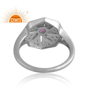 Anillo de piedras preciosas de topacio Rosa natural Chapado en paladio de Plata de Ley 925 de diseño único, proveedor de joyería personalizada - Product Image 2