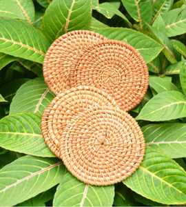 Sous-verre en osier artisanal, écologique, naturel, tissé, pour la décoration de la table de cuisine, utilisation quotidienne, fabriqué au Vietnam - Product Image 6