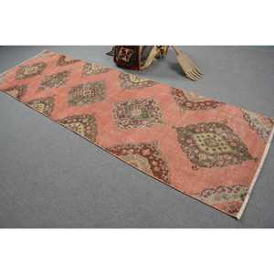 Vintage Rug, <b>Runner</b> 3.37x11.3 ft Turkish Rug, <b>Red</b> Animal Print Wool Rug - Product Image 4