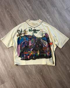 Venta al por mayor Hip-hop Vintage camiseta 250gsm de gran tamaño Unisex 100% algodón camiseta DTG Print Streetwear totalmente personalizado Stock - Product Image 4