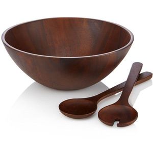 Ensaladera Artesanal de Madera Maciza con Juego de Cuchara y Tenedor, Accesorios Tradicionales de Cocina para Mesa de Comedor - Product Image 3