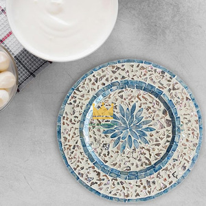 Precio barato Boho madre de perla incrustaciones nácar cargador de madera placas vajilla decoración rústica Mat/Pad - Product Image 2