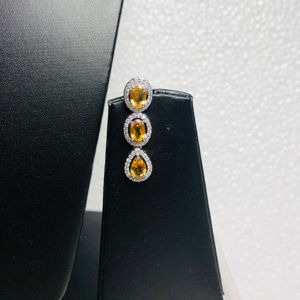 Ensemble collier et boucles d'oreilles en argent sterling 925 avec pierre précieuse en citrine naturelle Très beau design unique et parfait pour toute occasion - Product Image 2