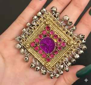 Vintage <b>Pakistani</b> Afghan Kuchi Choker Rings Earrings Set Stainless Steel Jewelry for Women Adults Engagement Wedding Occasion - Product Image 6