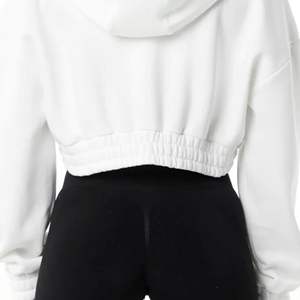 Sudadera corta con capucha para mujer, 55% algodón, 45% licra, color blanco, con cremallera completa - Product Image 6