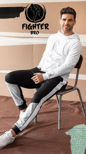 Chándal de algodón ecológico con cremallera, estilo informal de verano, con pantalón acampanado y diseño apilado, cortavientos para hombre - Product Image 3