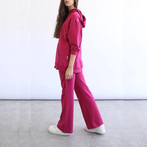 Conjunto Deportivo de Felpa Gruesa de Color Personalizado para Mujer, 100% Algodón, de Alta Calidad, Sudadera con Capucha Holgada y Pantalones Anchos - Product Image 5