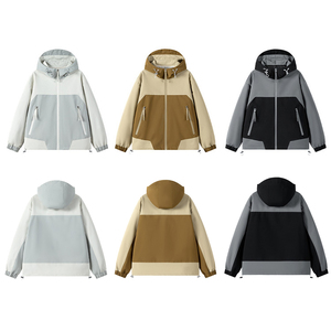 Chaqueta cortavientos con cremallera completa personalizada para hombre Chaqueta de chándal de dos tonos de lona ligera de talla grande con bolsillos y cremallera de dos tonos al por mayor - Product Image 1