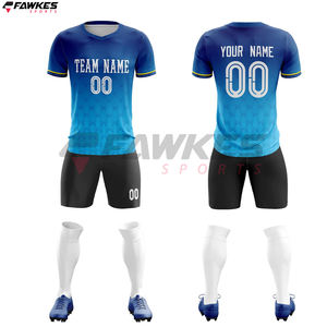 Impression par sublimation en gros avec nom de l'équipe personnalisé de couleur unie ensembles de vêtements de football pour hommes uniforme de football - Product Image 3