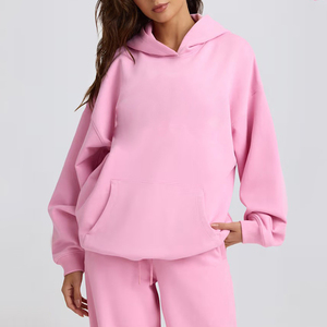 Sweat à capuche surdimensionné personnalisé pour femmes 100% coton éponge française respirant pull ample pour l'hiver Fit Plain Blank Hooded - Product Image 3