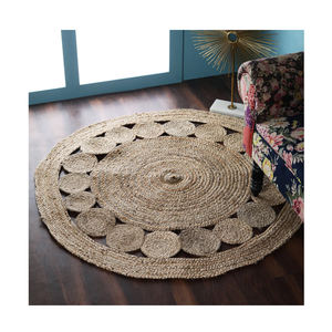 Vente chaude Conception Personnalisée Jute Organique Forme Ronde Tapis Brodé À La Main Jute Tapis Ensemble Utilisation pour Salon Et Chambre - Product Image 6