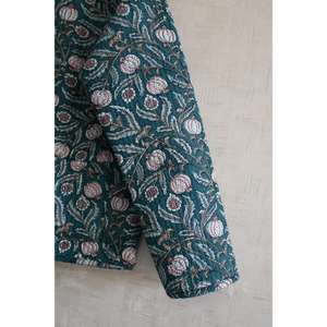 Cotton <b>Quilted</b> Jacket with Floral Woven Hand Block Print Long Sleeve Button Reversible Eco-Friendly Ethnic Winter Wear - Product Image 3