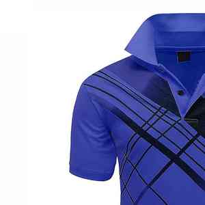 T-shirt décontracté d'été pour homme, respirant, à manches courtes, avec poche, en tissu denim tricoté, 100% nylon, brodé, style urbain personnalisé - Product Image 5