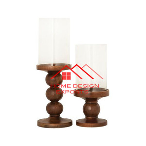 Votive en verre pour hôtel et restaurant à la maison Design vintage Décoration intérieure classique Accessoires en bois Bougeoir en bois - Product Image 1