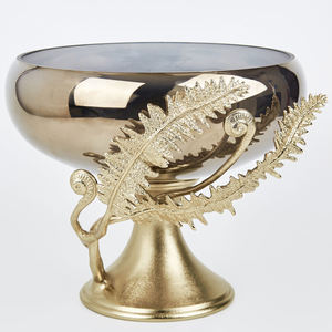 Bol décoratif ovale en aluminium massif fait main, finition polie brillante, avec bordure design, pour fêtes et ustensiles de cuisine - Product Image 3