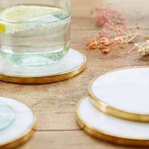 Conception personnalisée Dessous de verre rond en céramique et marbre Pierre de luxe Blanc Noir Vert Boissons à bas prix - Product Image 3