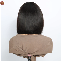 Perruque Courte Droite Classique Noire Naturelle Bob avec Dentelle HD Pré-Pluckée, Cheveux Humains Vierges pour Femmes Noires