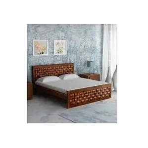 최신 디자인 아카시아 나무 침대 심플한 디자인 수제 침실 가구 웨딩 침대를위한 킹 사이즈 침대 프레임
