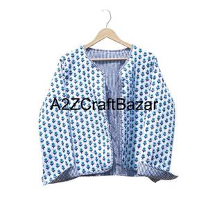 Vente en gros de vestes matelassées réversibles pour femmes en coton 100% pur avec imprimé floral pour l'automne et l'hiver pour femmes - Product Image 2