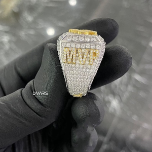 Customizable 925 Sterling Silver Hip Hop <b>Statement</b> <b>Ring</b> Bling Iced Moissanite for Wedding Party or Gift Unisex - Product Image 3