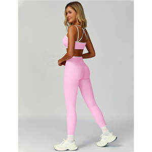 <b>Top</b> Premium Quality Custom Logo Women Active Wear Yoga <b>Leggings</b> <b>And</b> <b>Tops</b> Fitness Yoga Set - Product Image 4