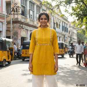 Indian Casual and Daily Wear Short Heavy Rayon Kurtis and Tunic with Fancy Pattern Plus size and Low Price Trendy <b>Top</b> Wear - Product Image 6