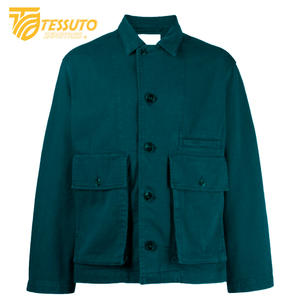 Chaqueta vaquera informal de estilo callejero para hombre, abrigos de lana hechos a medida, teñida lisa, 100% algodón, tejido satinado - Product Image 1