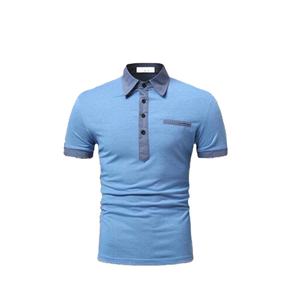 Casual para hombre para polos, color sólido de retazos bordados personalizados con cuello y puños de diferentes colores, suministro ODM - Product Image 2