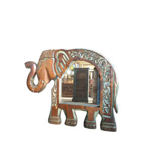Antique-Style Majestic Elephant Decorative Wall <b>Mirror</b> Luxury Bohemian Modern Handmade Wood Rattan <b>Acrylic</b> for Bathroom Decor - Product Image 5