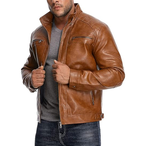 2025 nuevo producto, chaqueta marrón de cuero auténtico para hombres únicos a la venta, chaqueta de cuero para hombres de nuevo diseño hecha en Pakistán Sialkot - Product Image 6