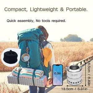 Estufa de leña duradera combinada para acampar al aire libre - Product Image 3