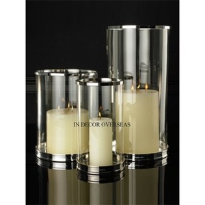 เชิงเทียนเฮอริเคนตกแต่งงานแต่งงานทำจากแก้วเคลือบทองและใส - Product Image 2