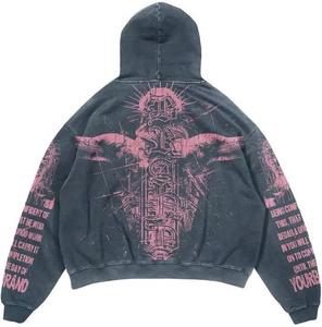 Ensemble de survêtement pour homme surdimensionné, pantalon de survêtement évasé, derniers survêtements, survêtement personnalisé imprimé à l'écran, survêtement en strass, ensemble de survêtement à capuche - Product Image 3