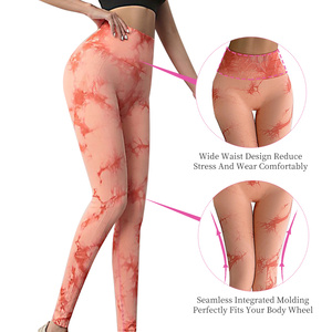 Pantalon de yoga taille haute sans coutures Tie Dye XL Plus respirant Push Workout Fitness Gym Tights Scrunch fesses leggings pour femmes - Product Image 3