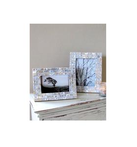 Cadre photo personnalisable en nacre, logo personnalisé, œuvre d'art artisanale en coquillage pour une présentation élégante sur le plateau de table du salon - Product Image 1