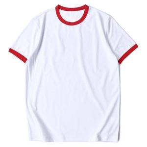 Vêtements pour hommes Chemises grande taille 2025 OEM ODM Ringer T Shirt en blanc rouge 100% coton T-shirt d'été unisexe à manches courtes sur mesure - Product Image 2